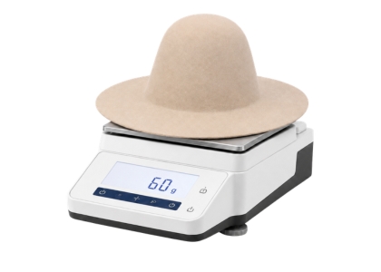 Cuerpo de sombrero sobre báscula electrónica, de 60 a 110 gramos